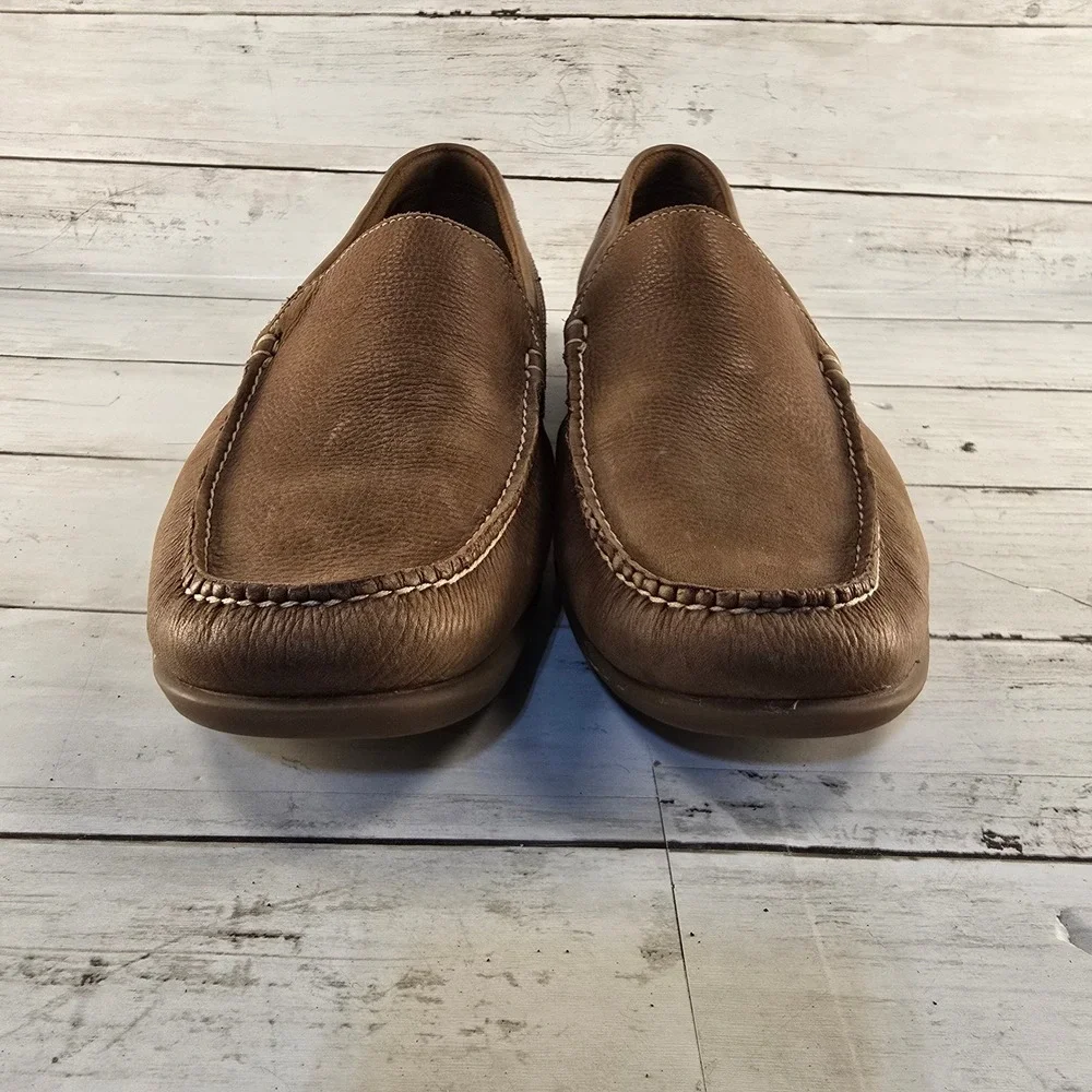 Johnston & Murphy Mens Brown Sheepskin Leather Driving Loafers Slip On Shoes